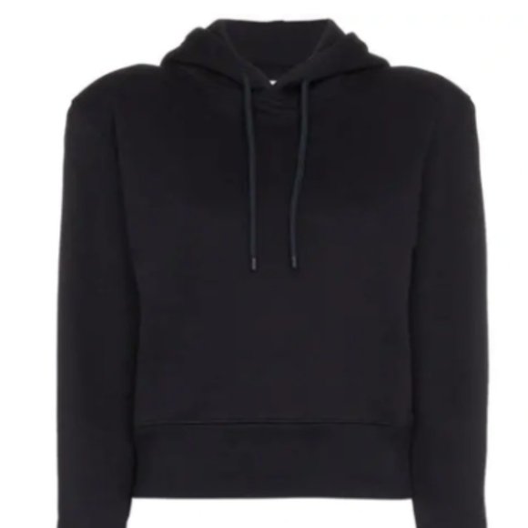 A_PLAN_APPLICATION Navy Cropped Cotton Sweatshirt Hoodie - Picture 2 of 3